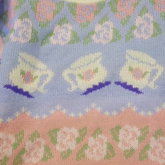 Miniwaves Vintage Tea & Flower Knit Kids Sweater - Picture 8 of 8